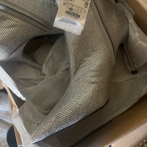 Zara Sparkly High Heel Ankle Boots - Picture 9 of 11